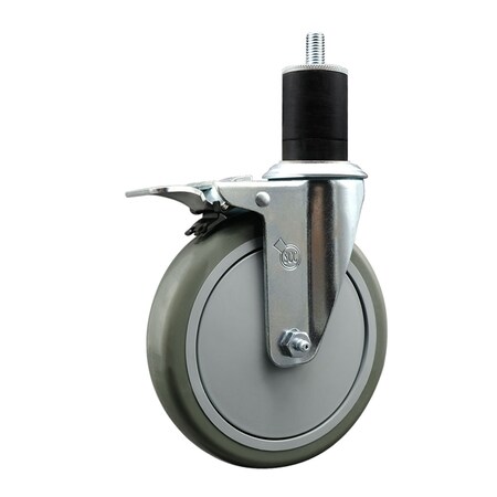 Service Caster 6'' Gray Poly Swivel 1-3/4'' Expanding Stem Caster Total Lock Brake SCC-EXTTL20S614-PPUB-134